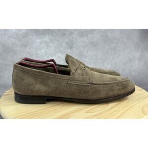 Bontoni Men's Principe US 9 Penny Suede Loafer Dark Brown Dress Shoes Vibram
